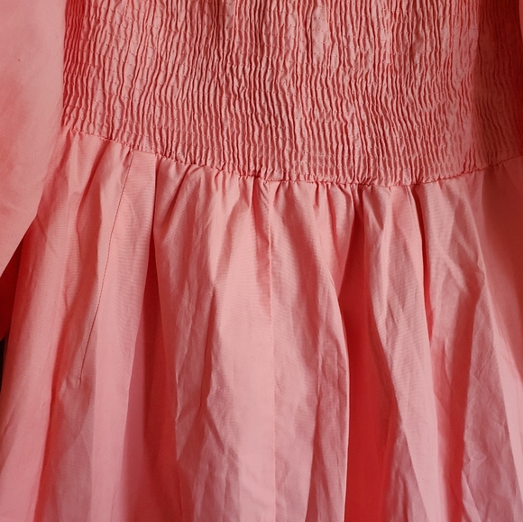 NWT SOKIE COLLECTIVE Puff Sleeve Light Pink Smoked Midi Pleated Dress size M - Picture 13 of 16